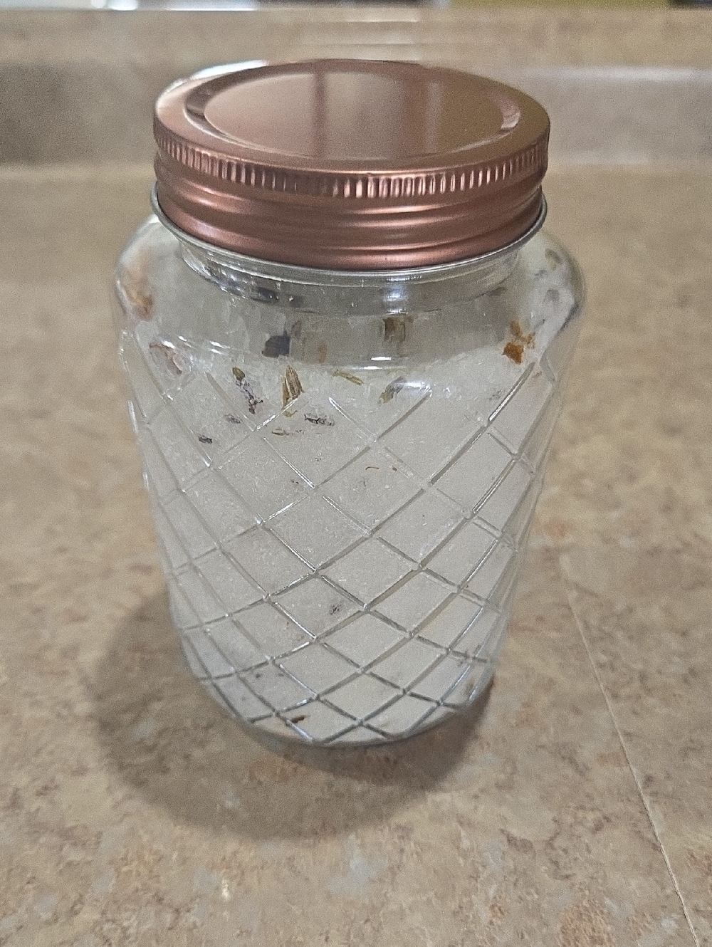 Diamond-Pattern Glass Bath Jar with Spiritual Bath Salt For Protection
